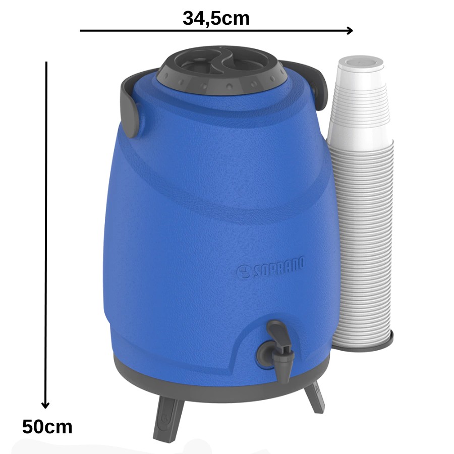 Botijão Térmico Soprano Aspen 12 Litros Azul 01